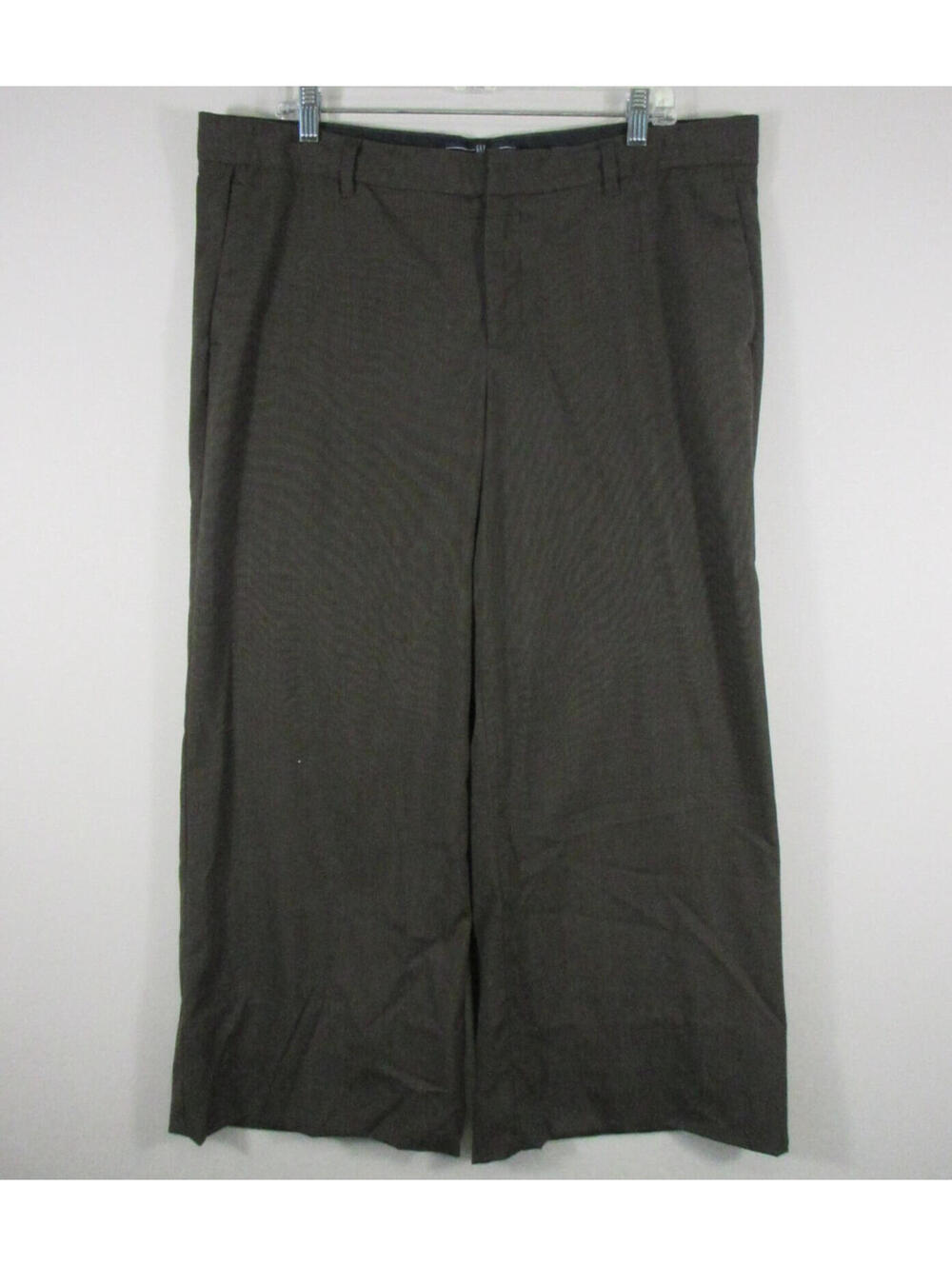 Gap Womens Stretch High Waist Trouser Pants Flat Front Wide Leg Size 16 Gray